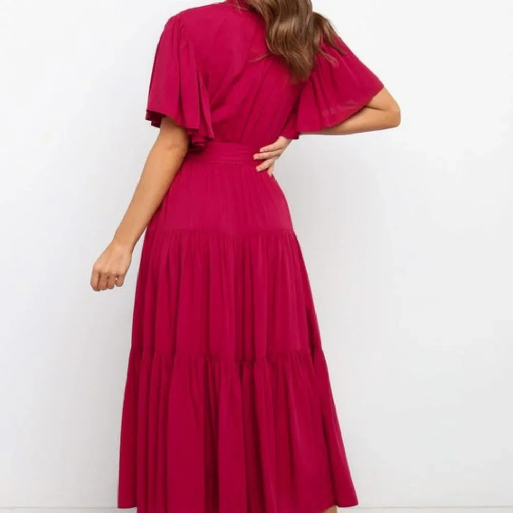 NWOT PETAL & PUP BARKER DRESS IN WINE - Picture 5 of 9